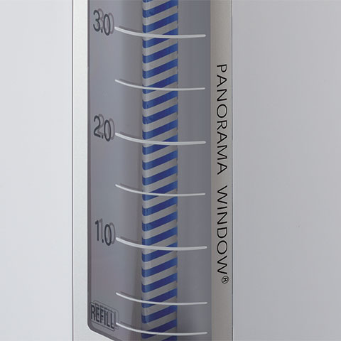 Easy-to-read <i>Panorama Window®</i> water level gauge