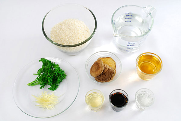 
            	<i>Shiitake-Gohan</i> (<i>Shiitake</i> Mushroom Rice)  Ingredients
      	