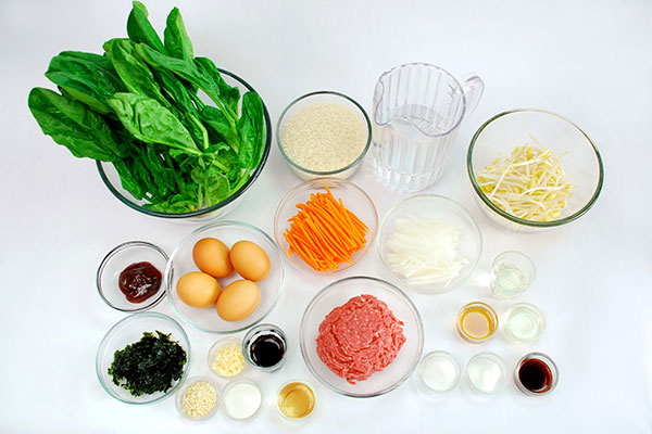 
            	<i>Bibimbap</i> (Korean Rice Bowl)  Ingredients
      	