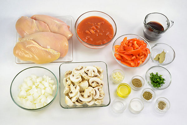 
            	Chicken Breast <i>Cacciatore</i>  Ingredients
      	