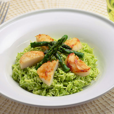 Zojirushi Recipe – Asparagus Rice with Seared Scallops