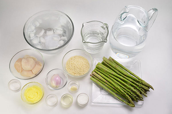 
            	Asparagus Rice with Seared Scallops  Ingredients
      	