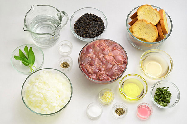 
            	Wild Rice and Chicken Liver <i>Crostini</i>  Ingredients
      	