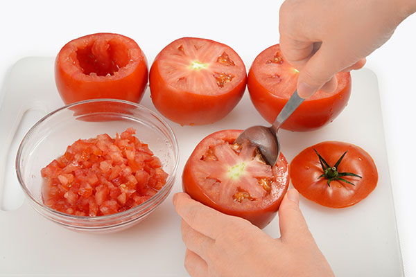 
              Vegetable Stuffed Tomatoes Step 1
      	