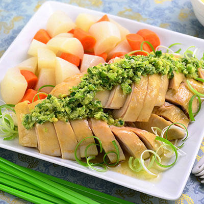 Zojirushi Recipe – <i>Bai Qie Ji</i> (Poached Chicken served with Green Onion Sauce)