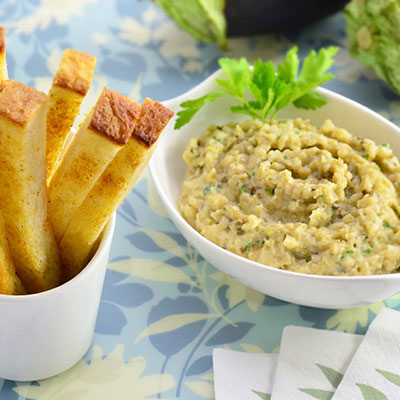 Zojirushi Recipe – Garlic Rusk Sticks with Eggplant Dip