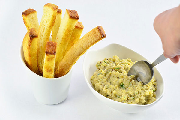 
              Garlic Rusk Sticks with Eggplant Dip Step 8
      	