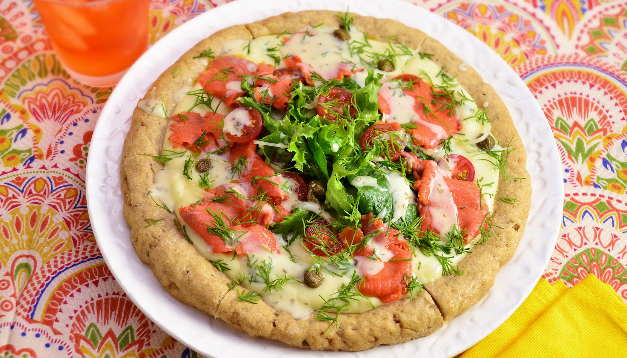 Zojirushi Recipe – Gluten Free Smoked Salmon Salad Pizza