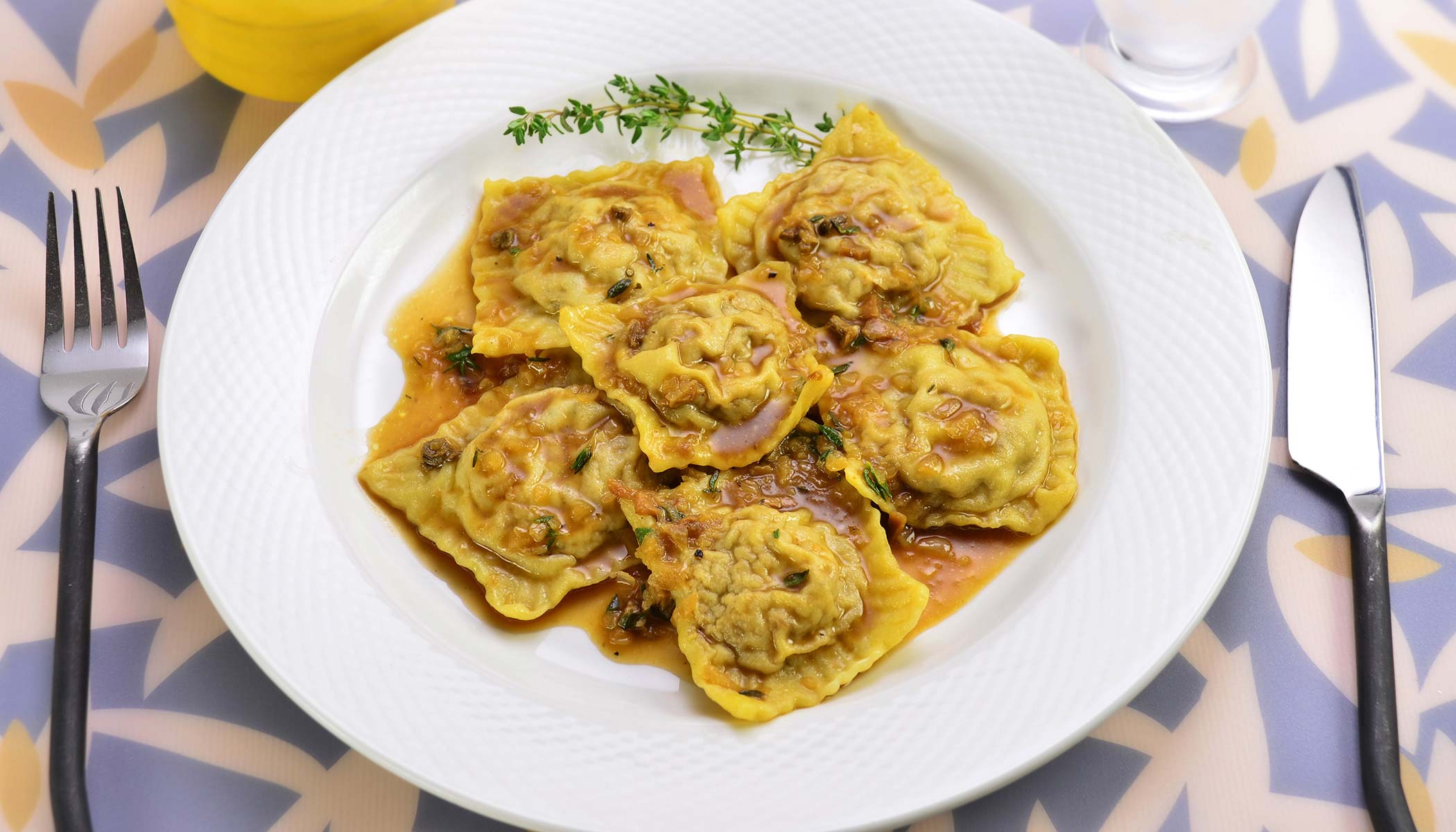 Zojirushi Recipe – Roasted Chicken and Porcini Mushroom Ravioli with Sherry Sauce