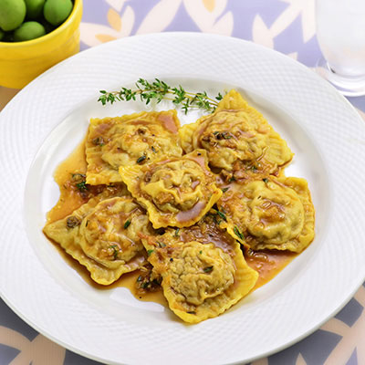 Zojirushi Recipe – Roasted Chicken and Porcini Mushroom Ravioli with Sherry Sauce