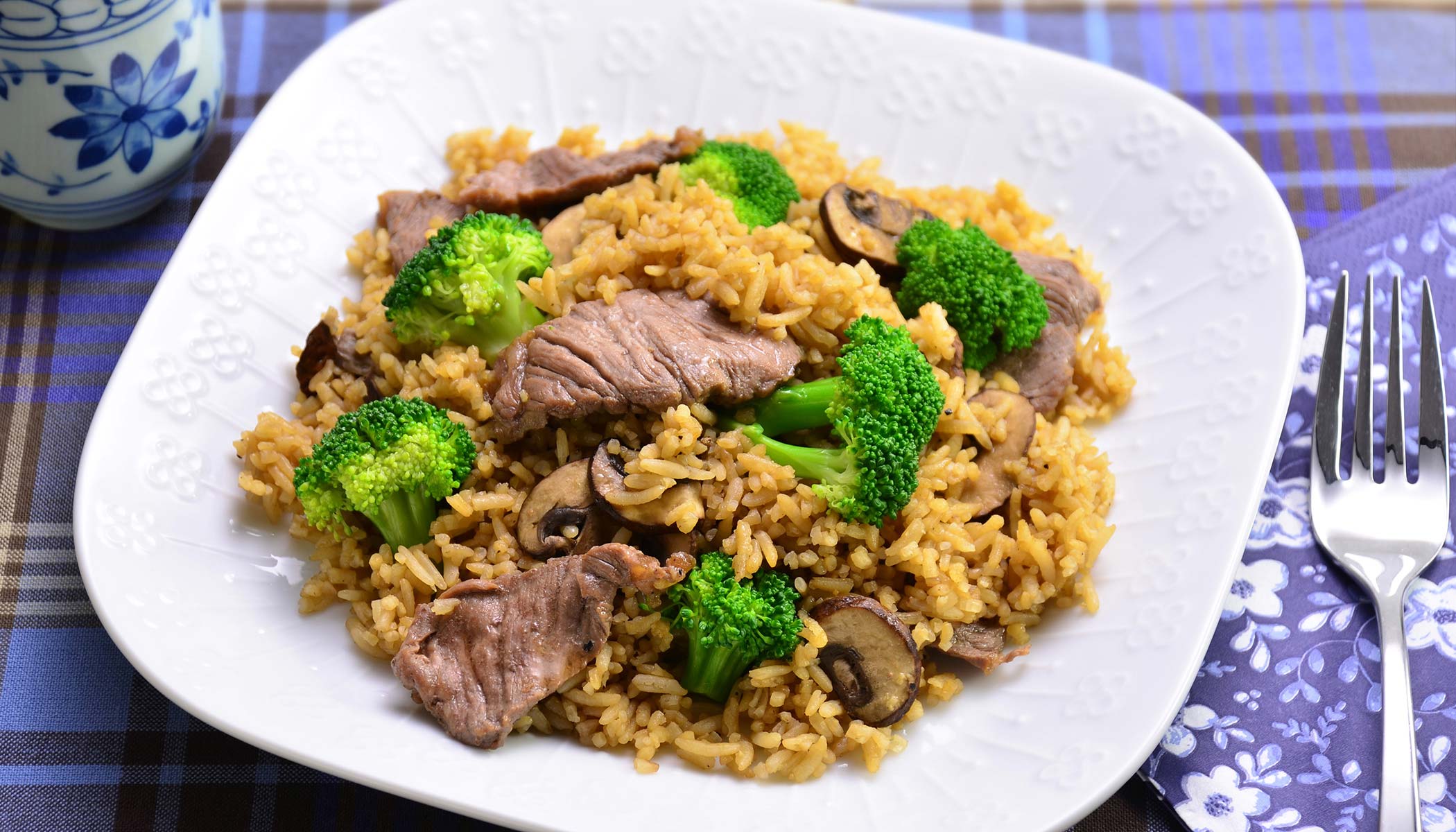 Zojirushi Recipe – Portabella Mushroom Rice with Beef and Broccoli