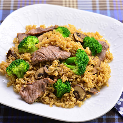 Zojirushi Recipe – Portabella Mushroom Rice with Beef and Broccoli