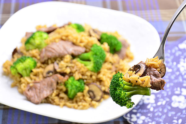
              Portabella Mushroom Rice with Beef and Broccoli Step 8
      	