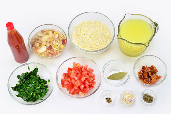 
            	Rice and Beans with Bacon and Collard Greens  Ingredients
      	