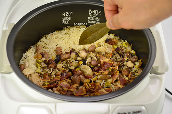 
              Rice and Beans with Bacon and Collard Greens Step 4
      	