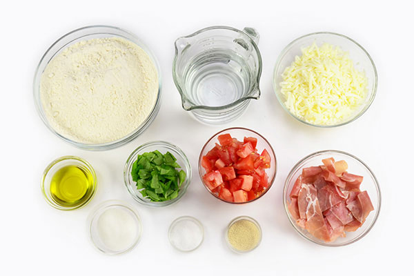 Pizza - Tomato & Basil Appetizer Style (Thin Crust)  Ingredients