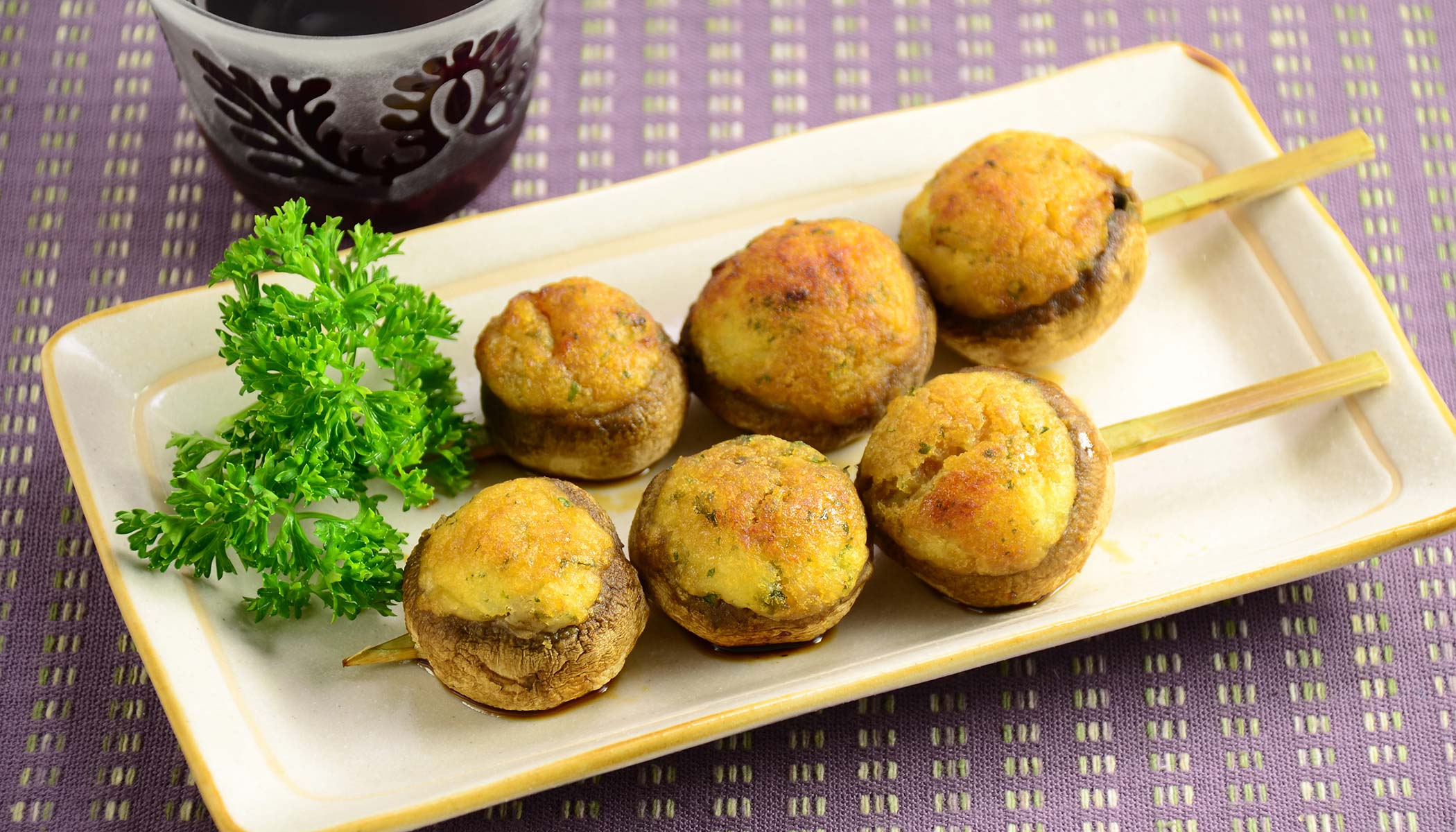 Zojirushi Recipe – Stuffed Potato Mushroom Skewers