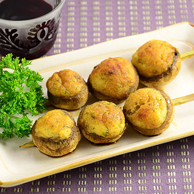 Zojirushi Recipe – Stuffed Potato Mushroom Skewers