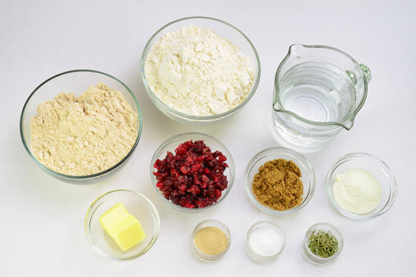 Rosemary Cranberry Whole Wheat Bread  Ingredients