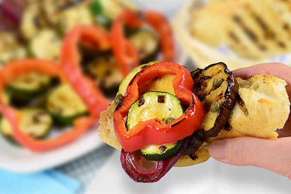 
              Grilled Veggie Open Faced Sandwich Step 8
      	