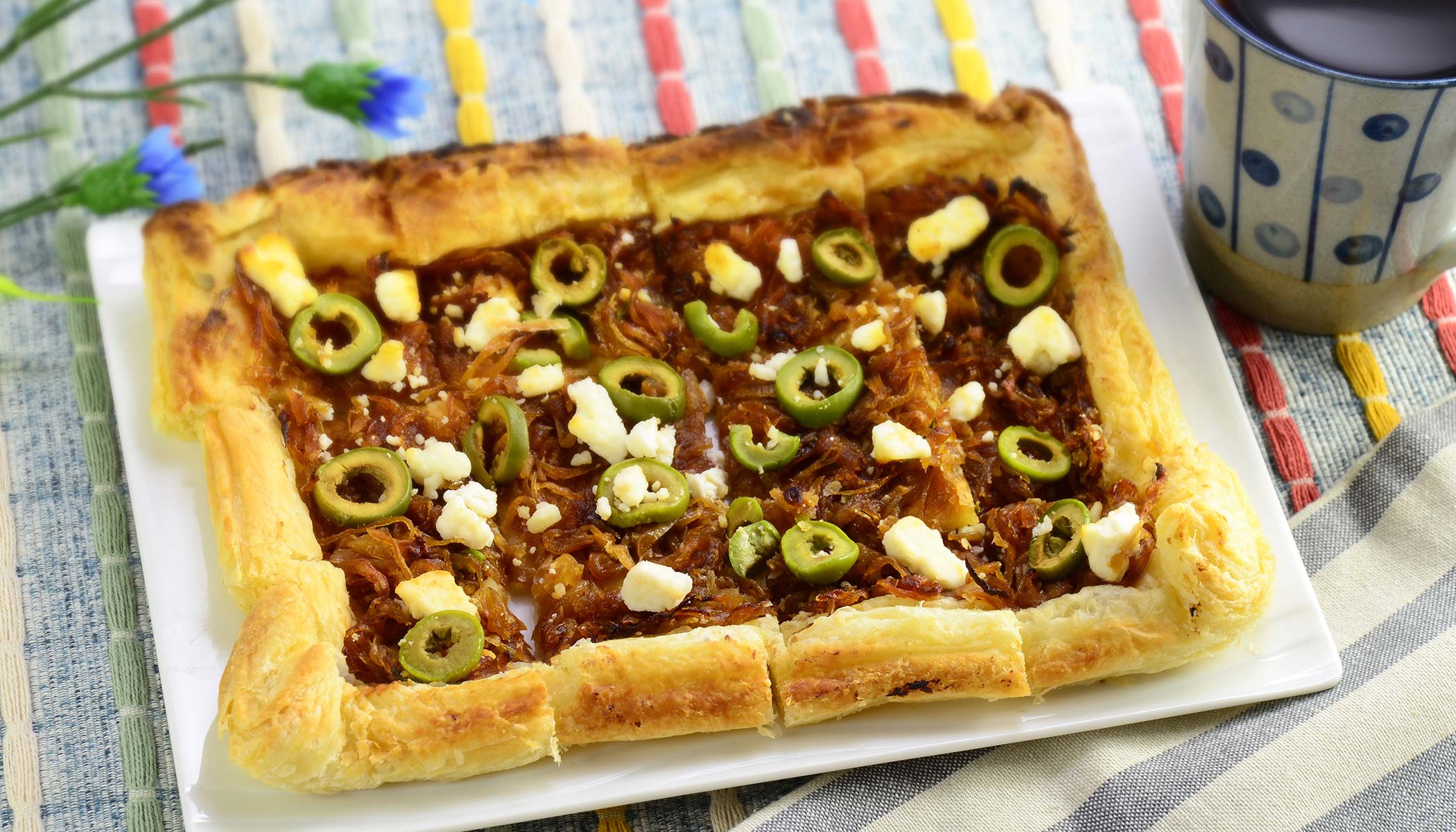 Zojirushi Recipe – French Onion Tart with Olives and Goat Cheese