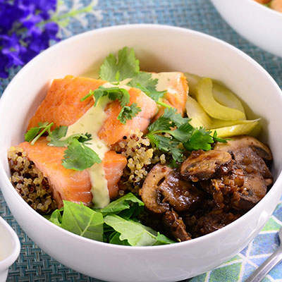 Zojirushi Recipe – Topped Salmon Quinoa Bowl