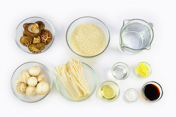 
            	<i>Kinoko no Tsukudani</i> (Mushroom Rice Topping)  Ingredients
      	