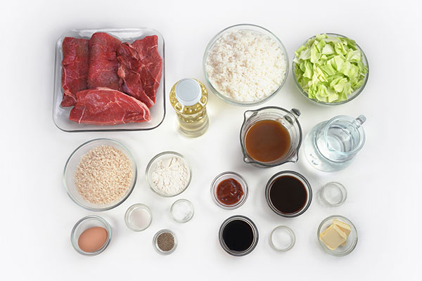 
            	Beef <i>Katsu-Don</i> (Beef Cutlet Bowl)  Ingredients
      	