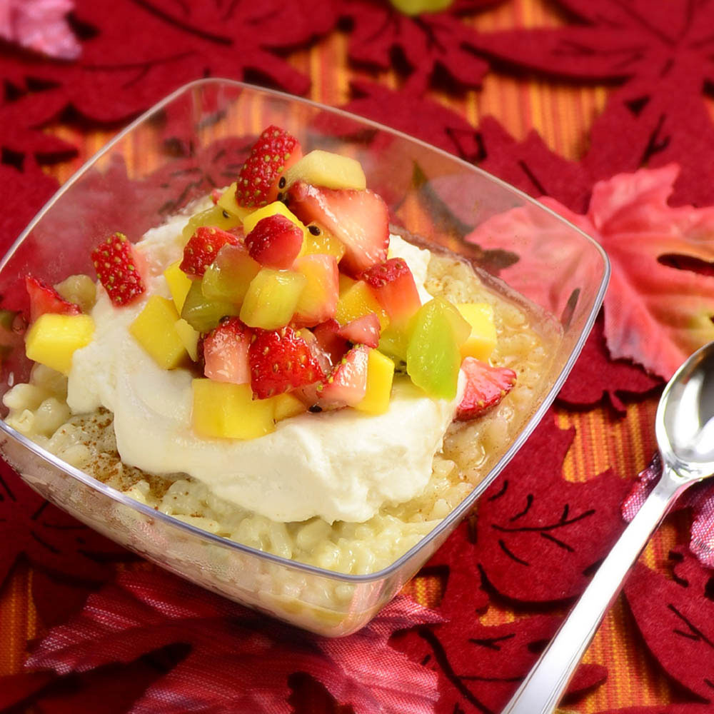 Fruity Rice Custard Pudding