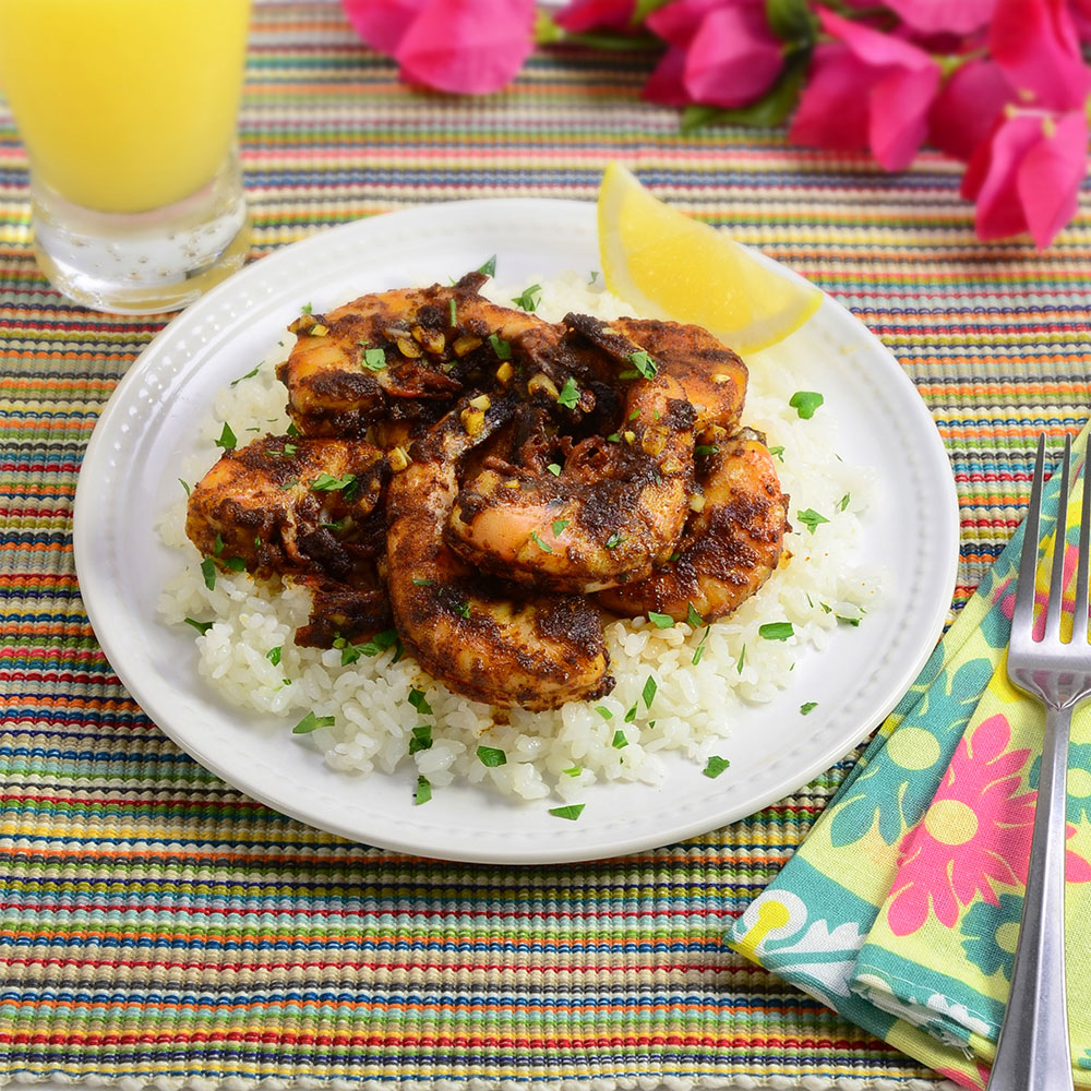 Garlicky Shrimp on Rice