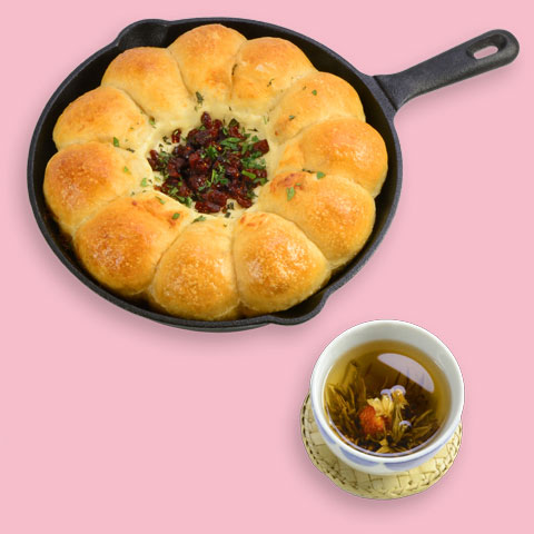 Skillet Bread and Blooming Tea