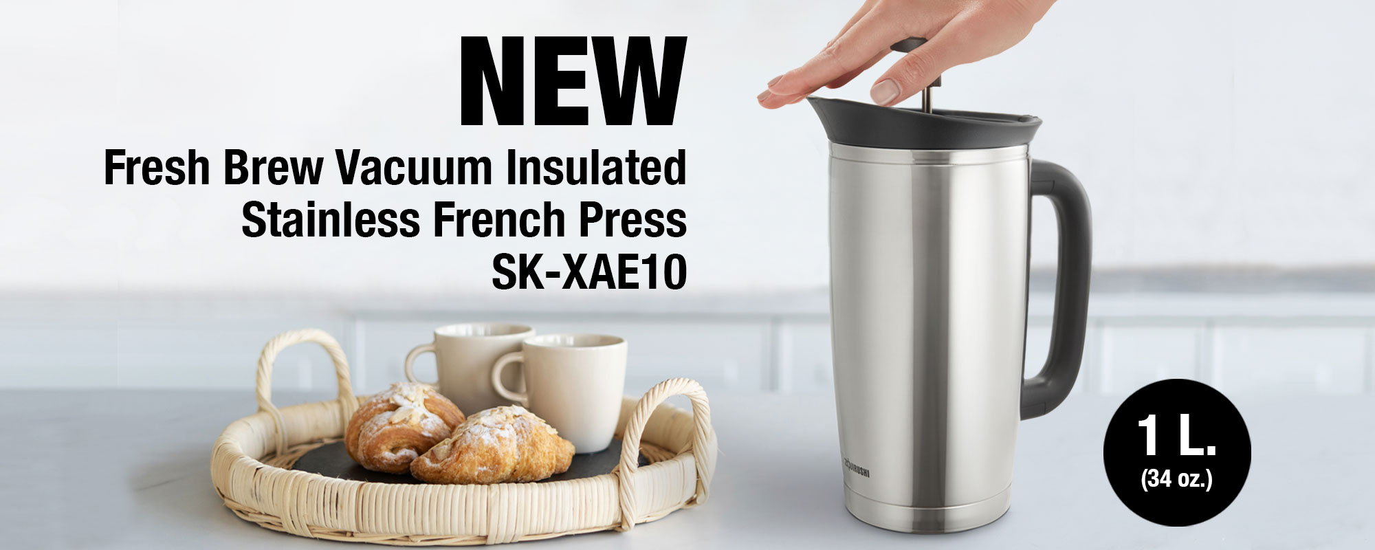 NEW Fresh Brew Vacuum Insulated Stainless French Press SK-XAE10
