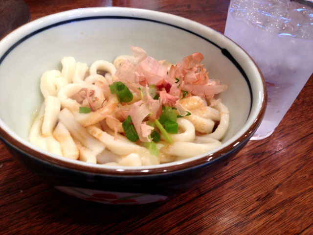 Katsuobushi on top of udon