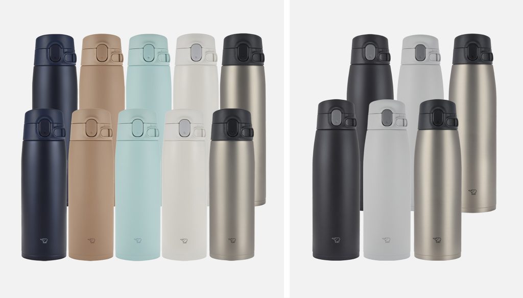 Side by side groups of all colors and sizes available for each stainless mug models.