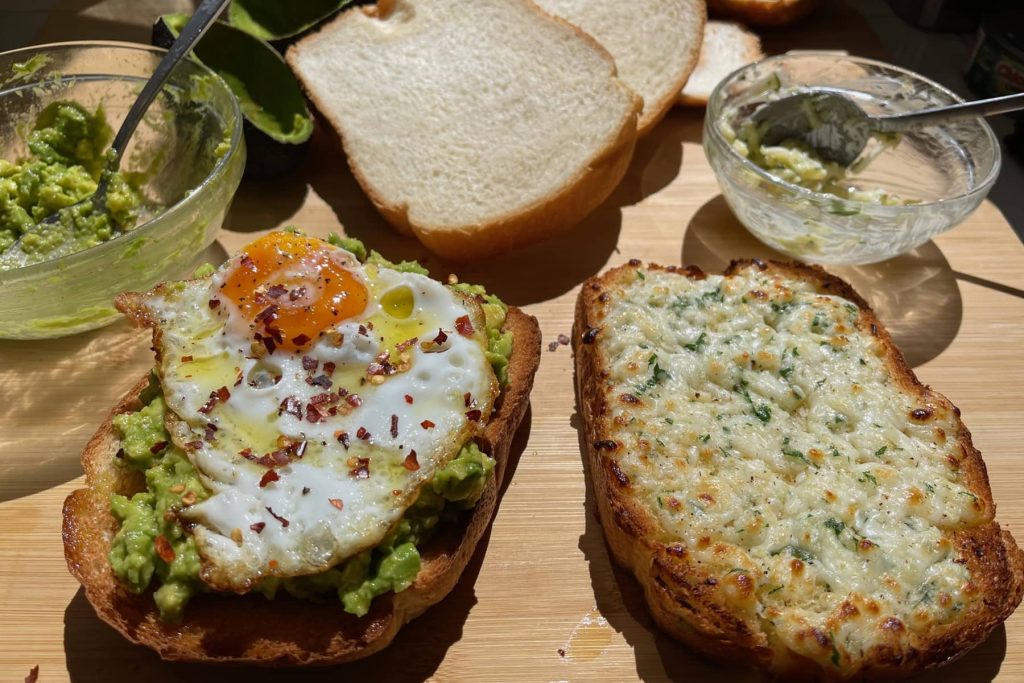 Avocado Toast and Garlic Cheese Toast