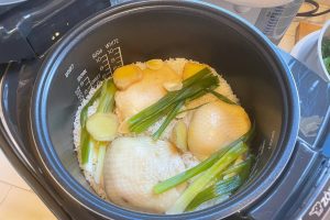 Hainan Chicken completely cooked in rice cooker
