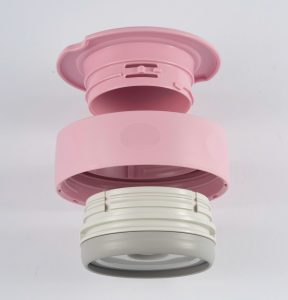 Pink lid disassembled in 3 parts