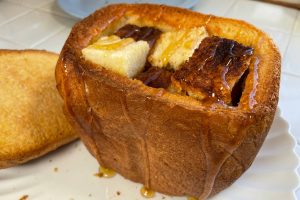 Honey brick toast drizzled with honey