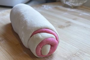 rolled dough pink and white