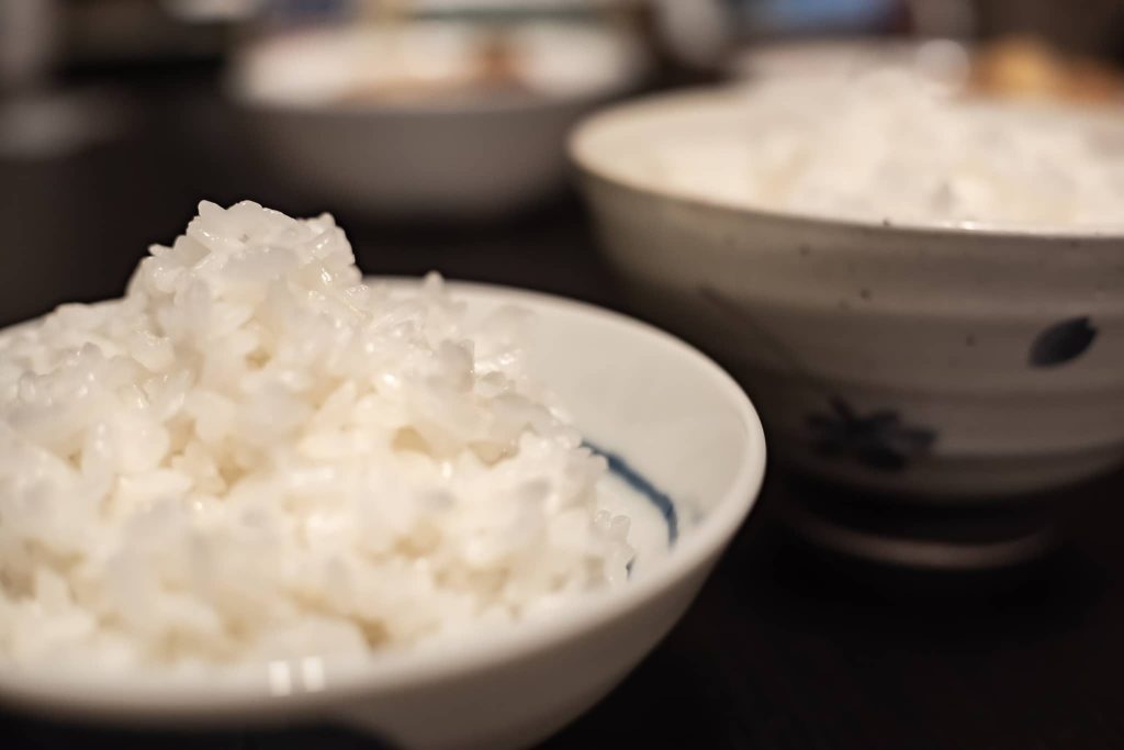 Rice in traditional Japanese bowls