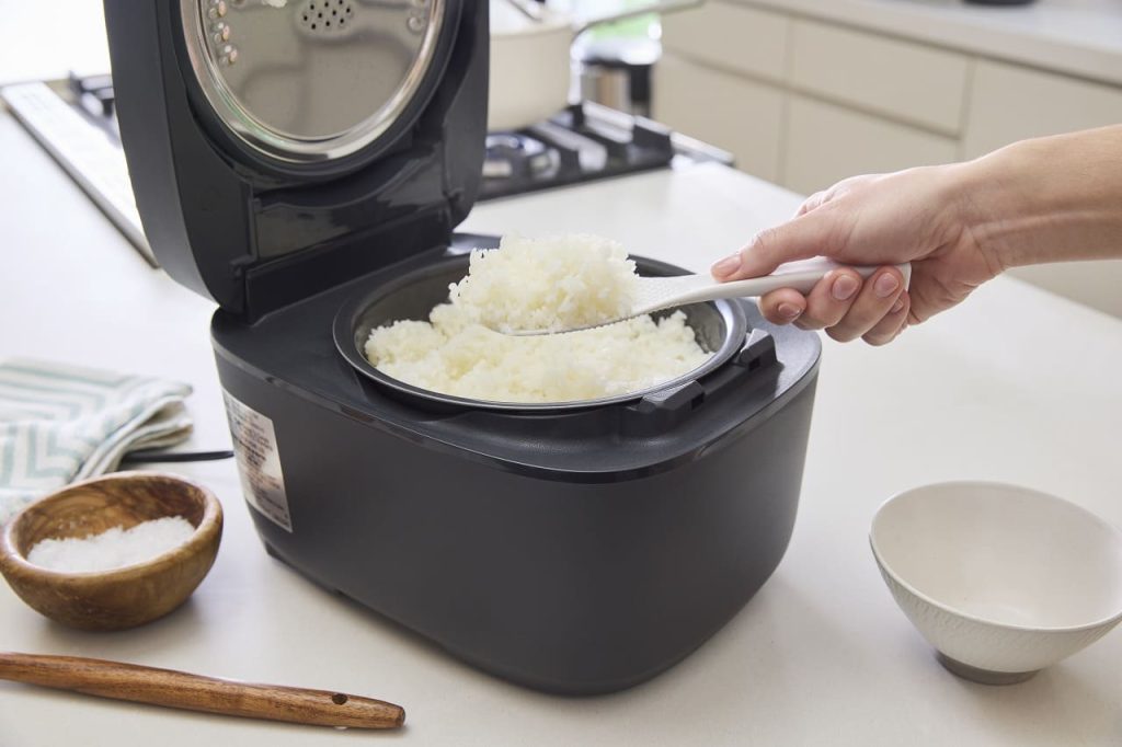 white rice in a rice cooker