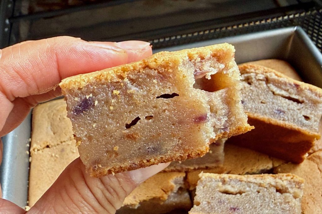 Okinawan potato mochi close-up