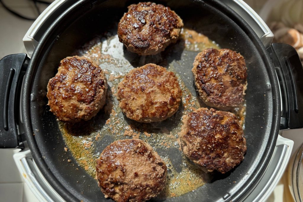 Salisbury steak frying