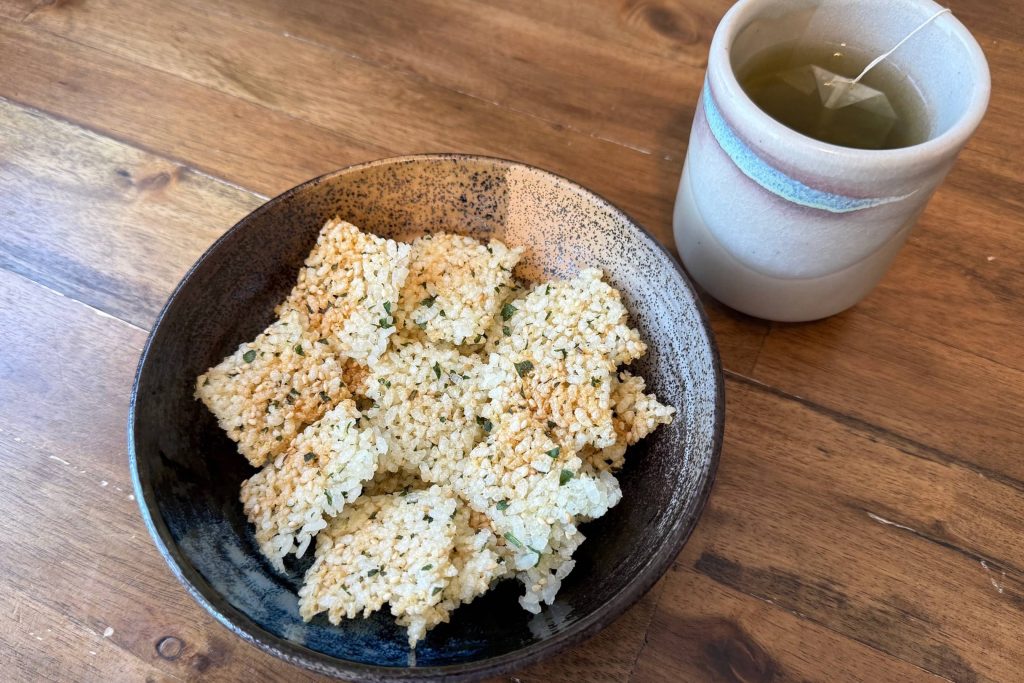 Homemade cheese rice crackers