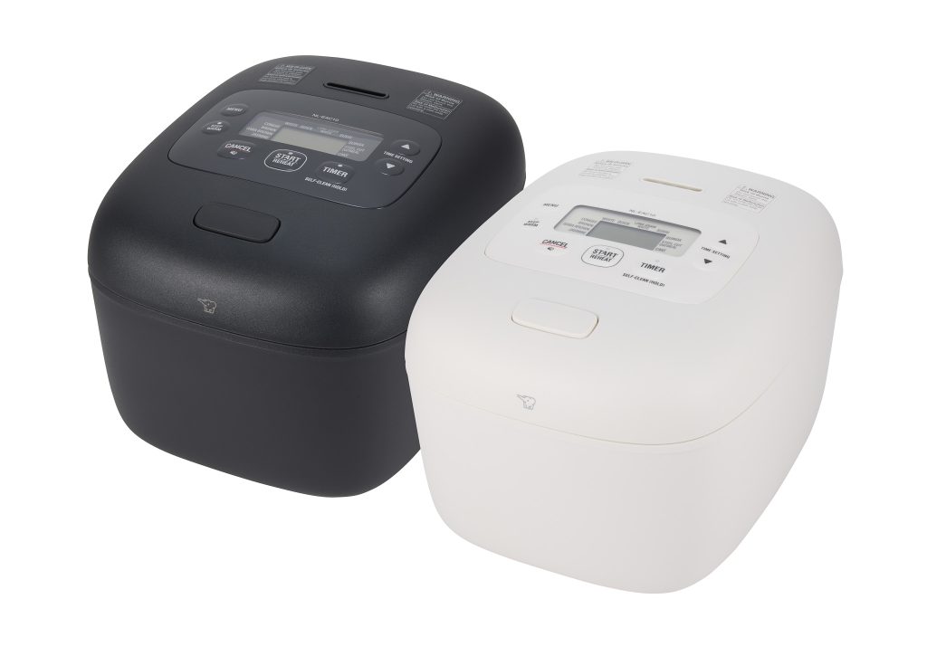 Black and White rice cookers side by side