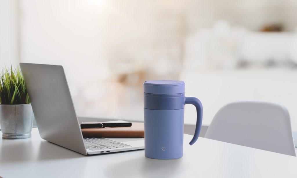 tea tumbler on a desk