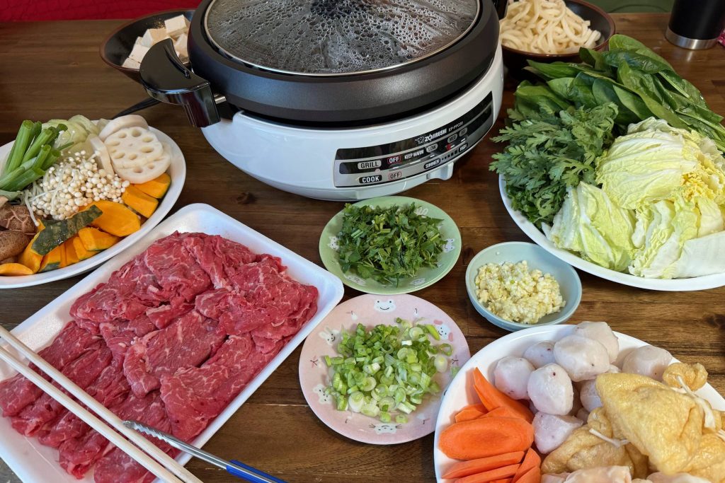 ingredients for hot pot laid out