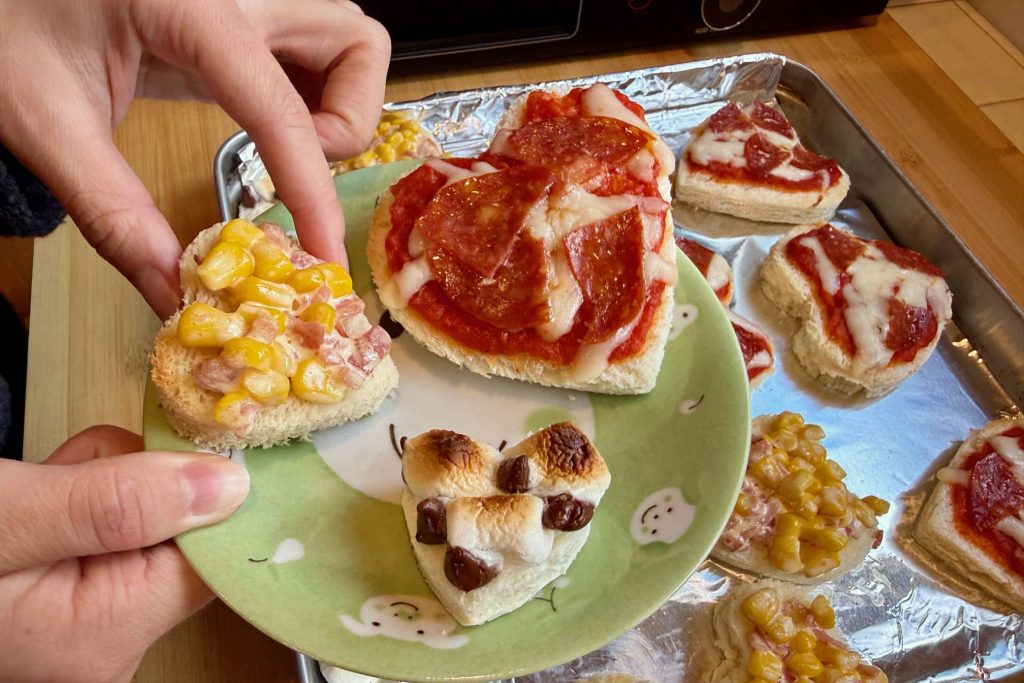 assorted heart shaped toast