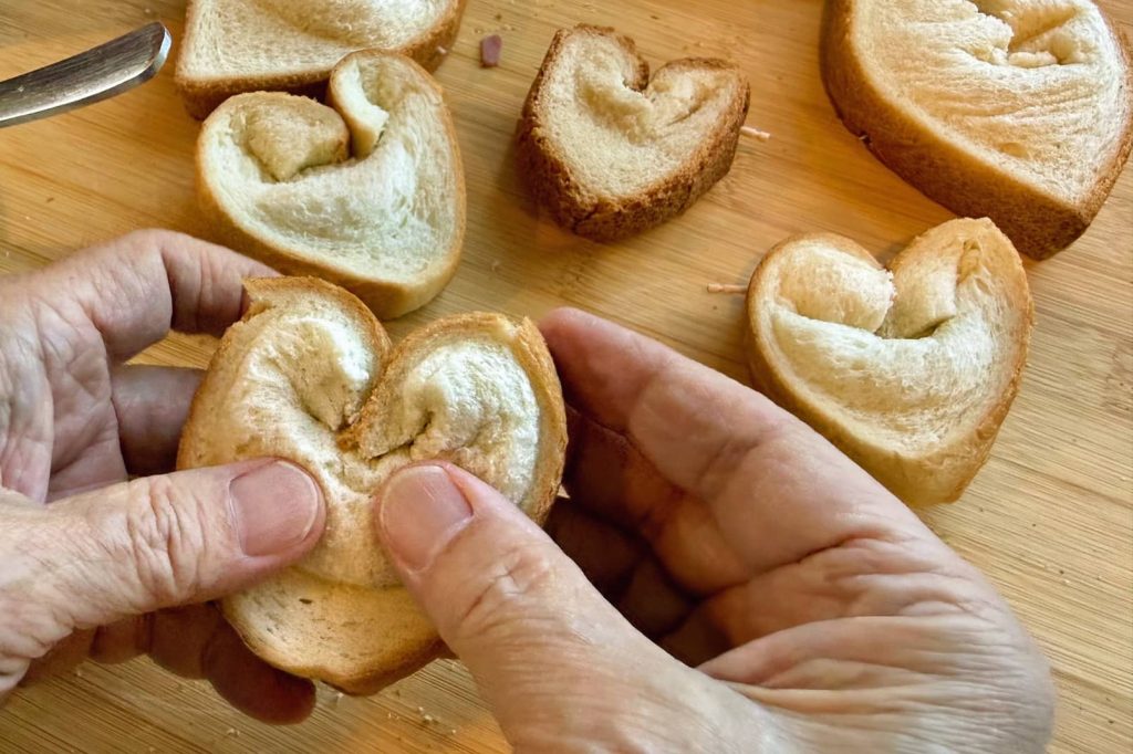 folding bread into heart shapes