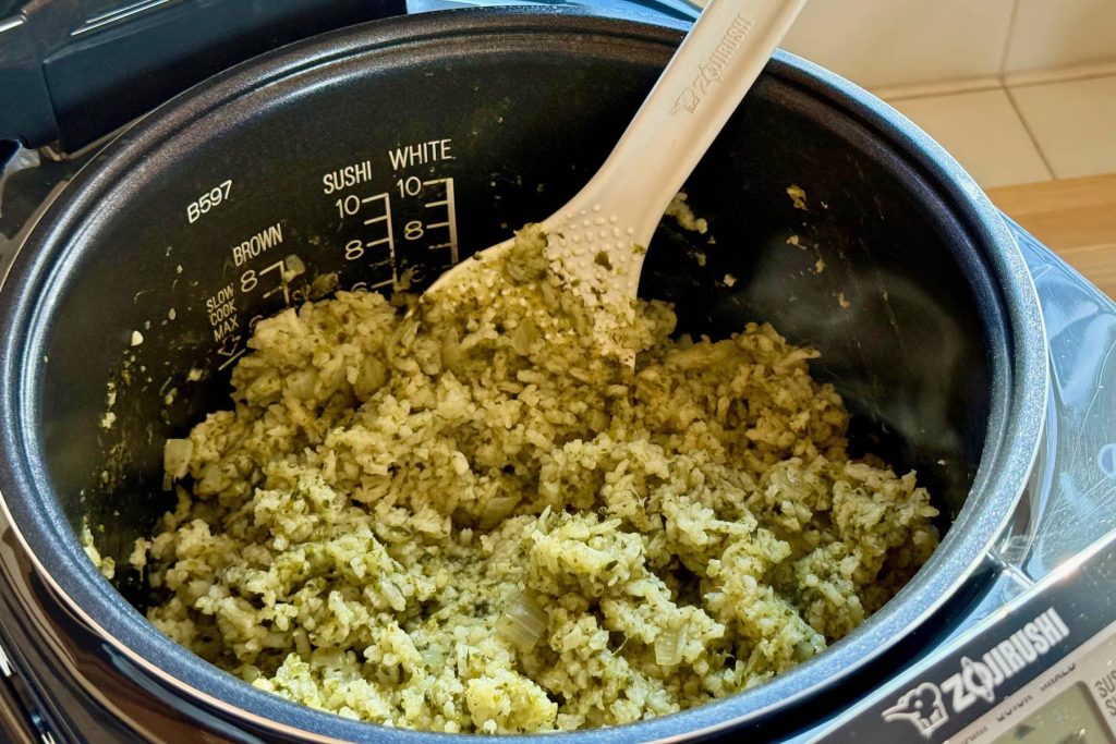 arroz verde all done in rice cooker